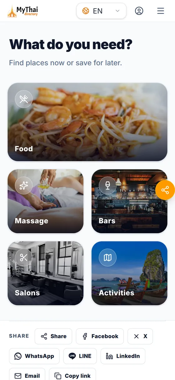 MyThai.Directory on a phone, in English